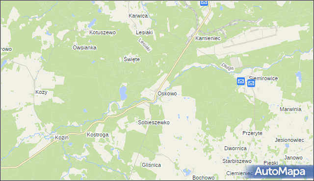 mapa Oskowo, Oskowo na mapie Targeo