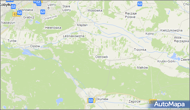 mapa Ostrowik gmina Poświętne, Ostrowik gmina Poświętne na mapie Targeo