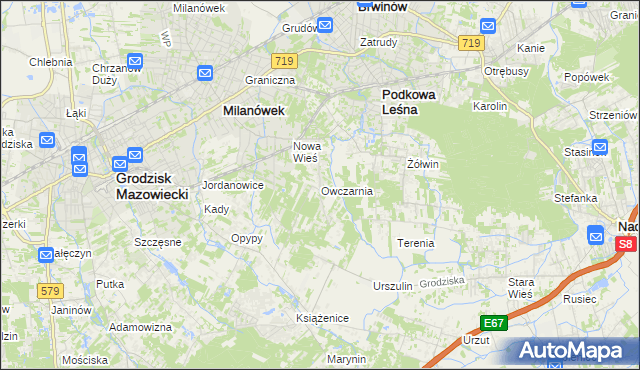 mapa Owczarnia gmina Brwinów, Owczarnia gmina Brwinów na mapie Targeo