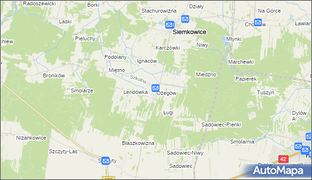 mapa Ożegów, Ożegów na mapie Targeo