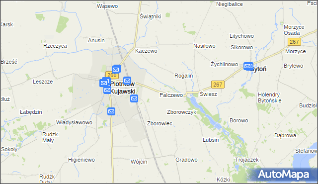 mapa Palczewo gmina Piotrków Kujawski, Palczewo gmina Piotrków Kujawski na mapie Targeo