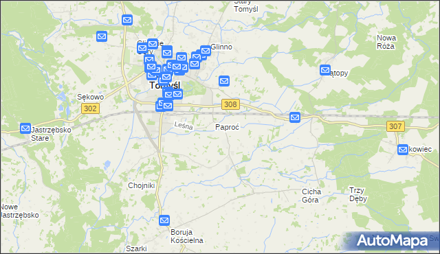 mapa Paproć, Paproć na mapie Targeo