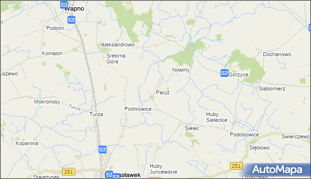 mapa Paryż gmina Żnin, Paryż gmina Żnin na mapie Targeo