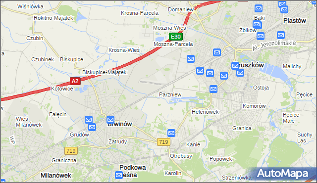 mapa Parzniew, Parzniew na mapie Targeo