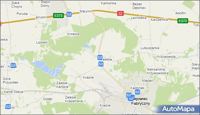mapa Pawłów gmina Rejowiec Fabryczny, Pawłów gmina Rejowiec Fabryczny na mapie Targeo