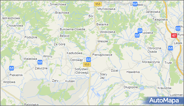 mapa Pieniążkowice, Pieniążkowice na mapie Targeo