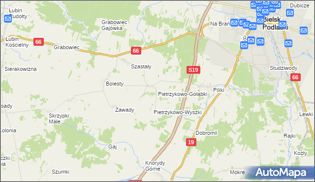 mapa Pietrzykowo-Gołąbki, Pietrzykowo-Gołąbki na mapie Targeo