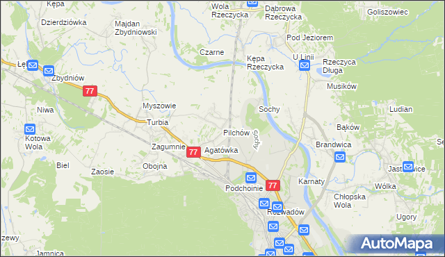 mapa Pilchów, Pilchów na mapie Targeo
