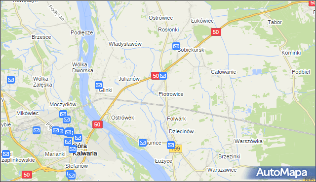 mapa Piotrowice gmina Karczew, Piotrowice gmina Karczew na mapie Targeo