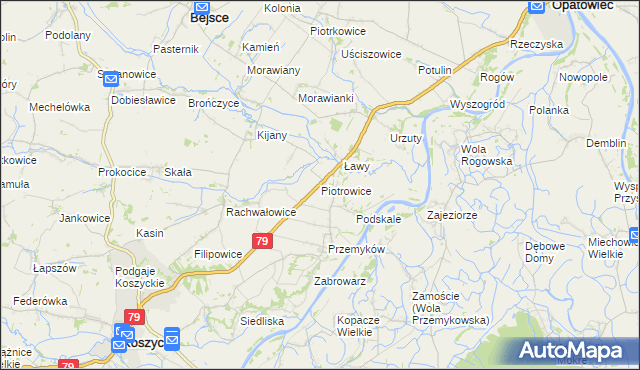 mapa Piotrowice gmina Koszyce, Piotrowice gmina Koszyce na mapie Targeo