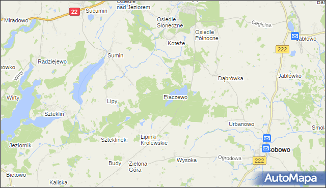 mapa Płaczewo gmina Starogard Gdański, Płaczewo gmina Starogard Gdański na mapie Targeo