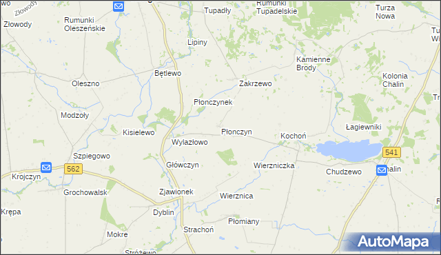 mapa Płonczyn, Płonczyn na mapie Targeo