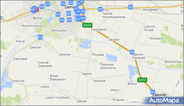 mapa Pniówek gmina Zamość, Pniówek gmina Zamość na mapie Targeo