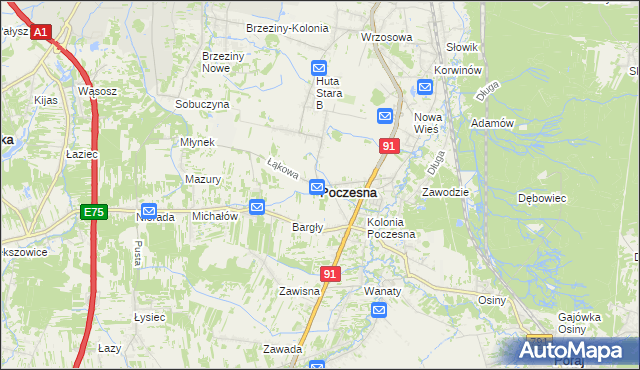 mapa Poczesna, Poczesna na mapie Targeo