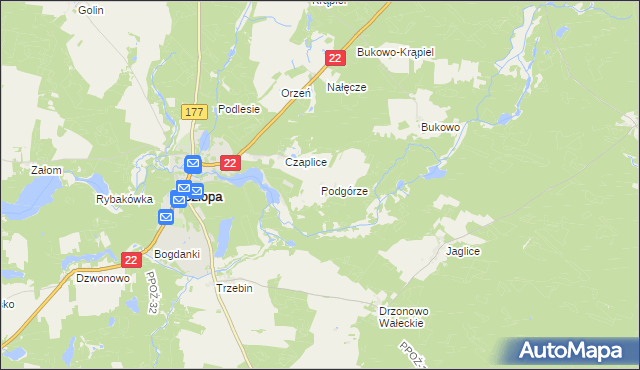 mapa Podgórze gmina Człopa, Podgórze gmina Człopa na mapie Targeo