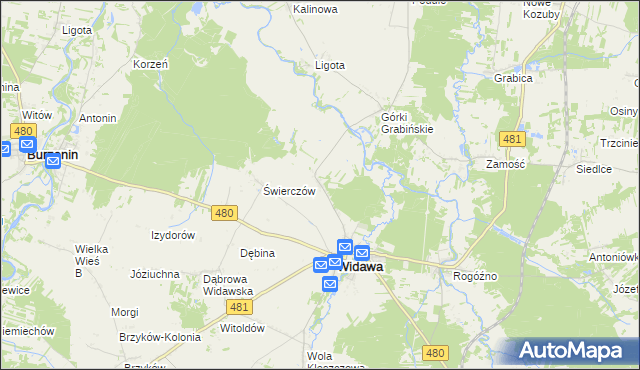 mapa Podgórze gmina Widawa, Podgórze gmina Widawa na mapie Targeo