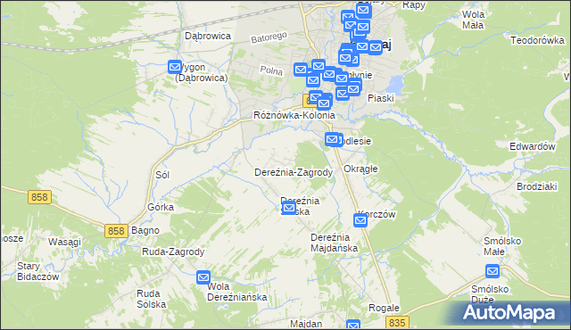 mapa Podlesie gmina Biłgoraj, Podlesie gmina Biłgoraj na mapie Targeo