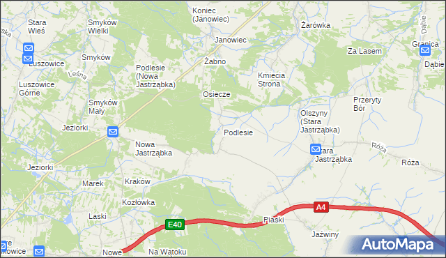 mapa Podlesie gmina Czarna, Podlesie gmina Czarna na mapie Targeo