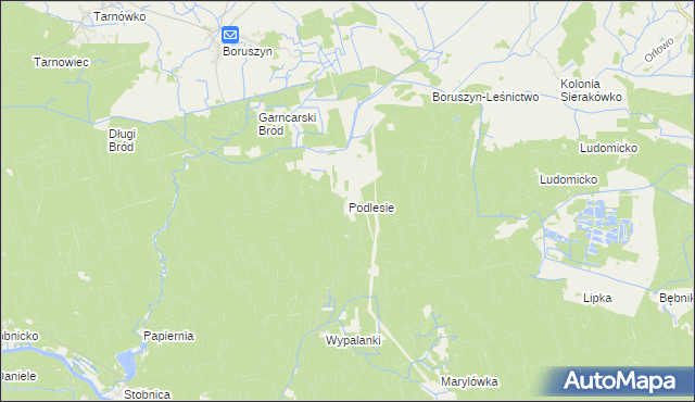 mapa Podlesie gmina Oborniki, Podlesie gmina Oborniki na mapie Targeo