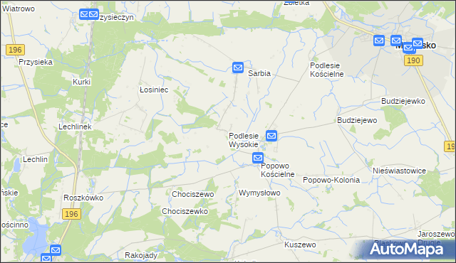 mapa Podlesie Wysokie, Podlesie Wysokie na mapie Targeo