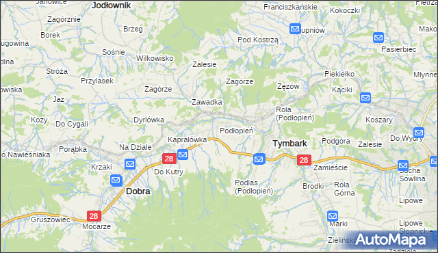 mapa Podłopień, Podłopień na mapie Targeo