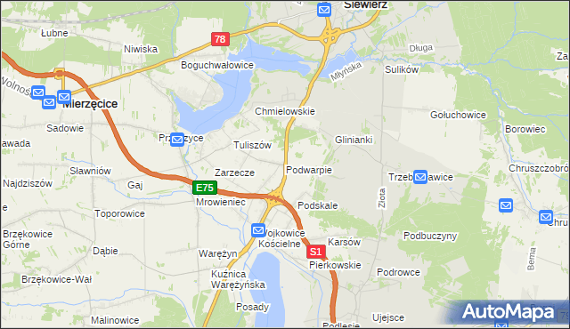 mapa Podwarpie, Podwarpie na mapie Targeo