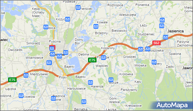mapa Pogórze gmina Skoczów, Pogórze gmina Skoczów na mapie Targeo