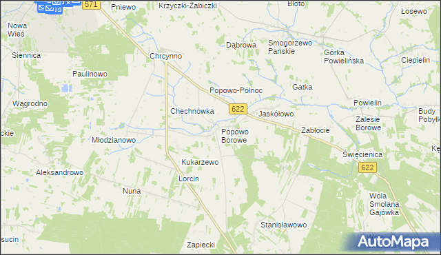 mapa Popowo Borowe, Popowo Borowe na mapie Targeo