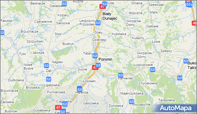 mapa Poronin, Poronin na mapie Targeo