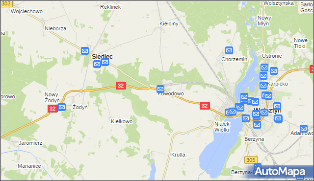 mapa Powodowo gmina Wolsztyn, Powodowo gmina Wolsztyn na mapie Targeo