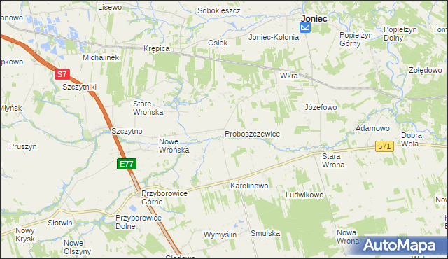 mapa Proboszczewice, Proboszczewice na mapie Targeo