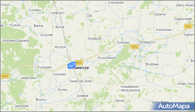 mapa Prusinowice gmina Świercze, Prusinowice gmina Świercze na mapie Targeo