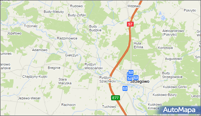 mapa Prusocin, Prusocin na mapie Targeo