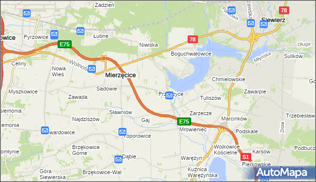 mapa Przeczyce, Przeczyce na mapie Targeo