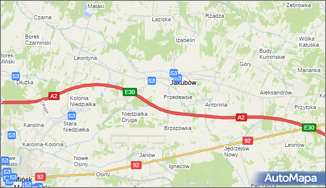mapa Przedewsie gmina Jakubów, Przedewsie gmina Jakubów na mapie Targeo