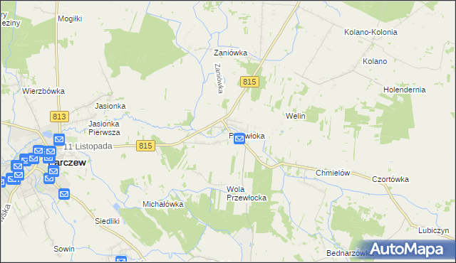 mapa Przewłoka gmina Parczew, Przewłoka gmina Parczew na mapie Targeo