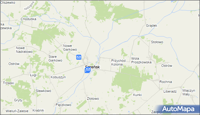 mapa Przychód gmina Szreńsk, Przychód gmina Szreńsk na mapie Targeo