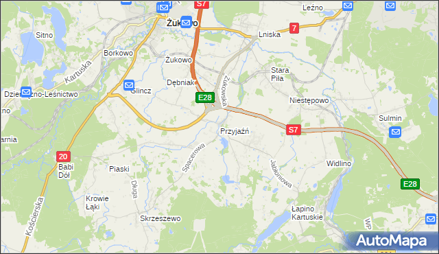 mapa Przyjaźń, Przyjaźń na mapie Targeo