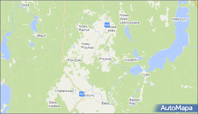 mapa Przykop gmina Purda, Przykop gmina Purda na mapie Targeo