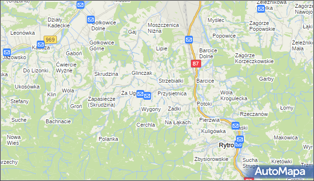 mapa Przysietnica gmina Stary Sącz, Przysietnica gmina Stary Sącz na mapie Targeo