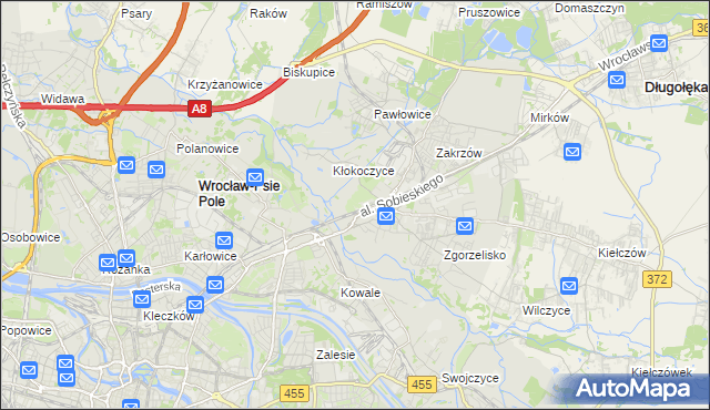 mapa Psie Pole gmina Wrocław, Psie Pole gmina Wrocław na mapie Targeo
