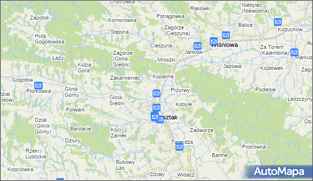 mapa Pułanki gmina Frysztak, Pułanki gmina Frysztak na mapie Targeo