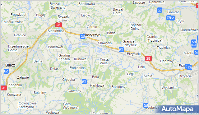 mapa Pusta Wola, Pusta Wola na mapie Targeo