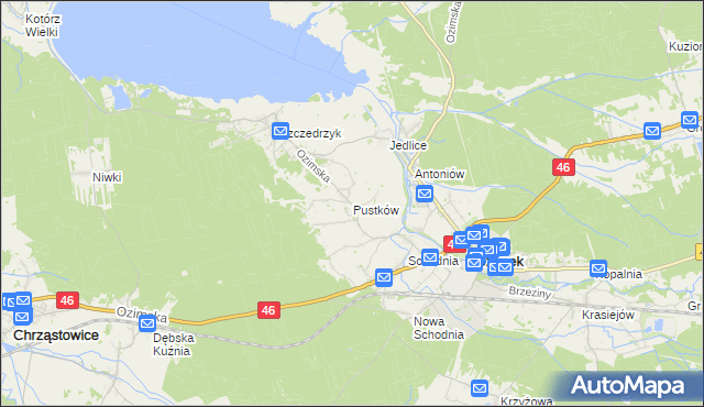 mapa Pustków gmina Ozimek, Pustków gmina Ozimek na mapie Targeo