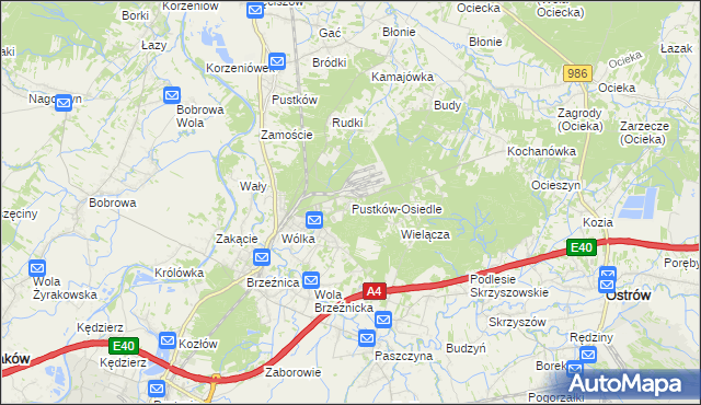 mapa Pustków-Osiedle, Pustków-Osiedle na mapie Targeo