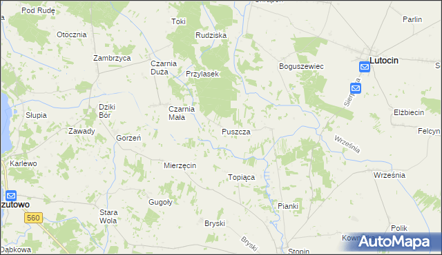 mapa Puszcza gmina Rościszewo, Puszcza gmina Rościszewo na mapie Targeo