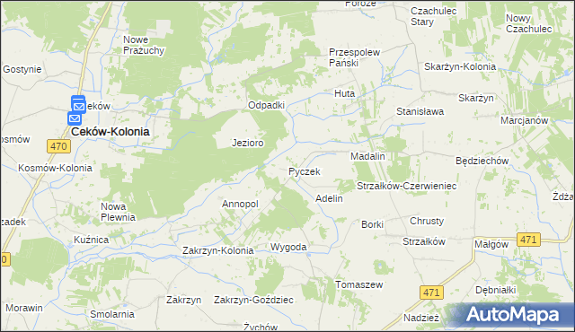 mapa Pyczek, Pyczek na mapie Targeo