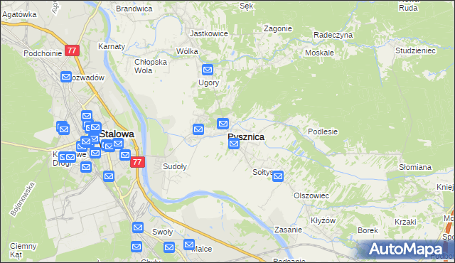 mapa Pysznica, Pysznica na mapie Targeo