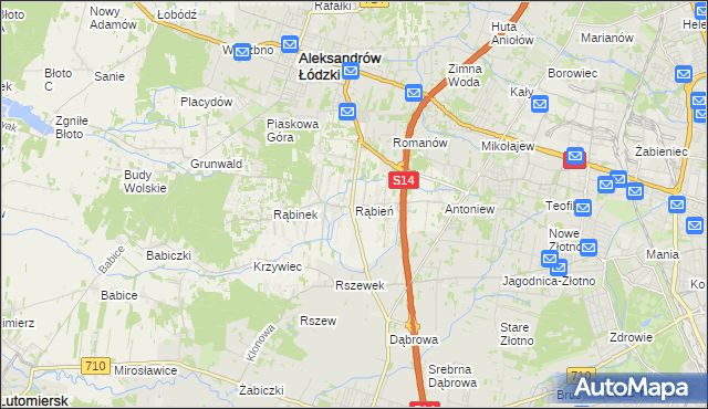 mapa Rąbień, Rąbień na mapie Targeo