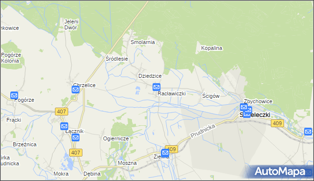 mapa Racławiczki, Racławiczki na mapie Targeo